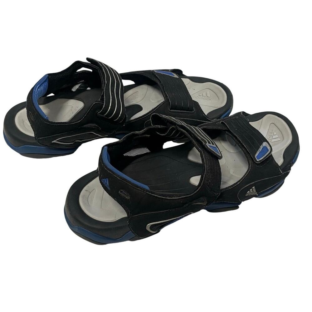 Adidas Sport Sandals Mens US 9 Black Blue Adjustable Hook Loop Outdoor Water